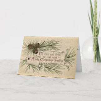 Invitación Navidad del día de fiesta del vintage que saluda