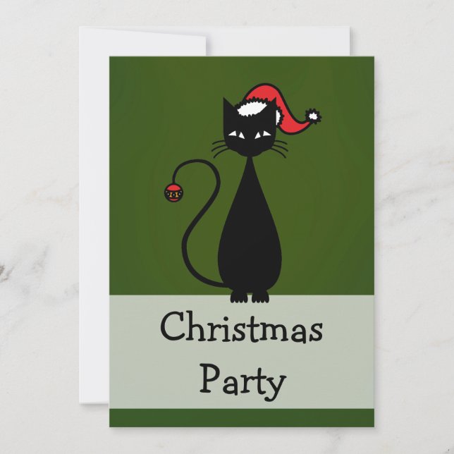 Invitación Navidad del gato negro (Anverso)