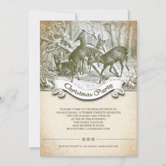 Invitación Navidad del vintage (Anverso)