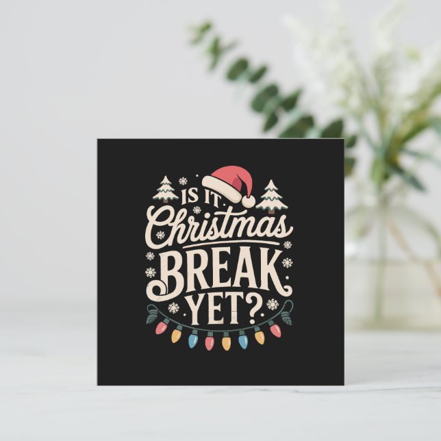Invitación Navidad Divertida Es Ya Vacaciones De Navidad Prof (Anverso de pie)