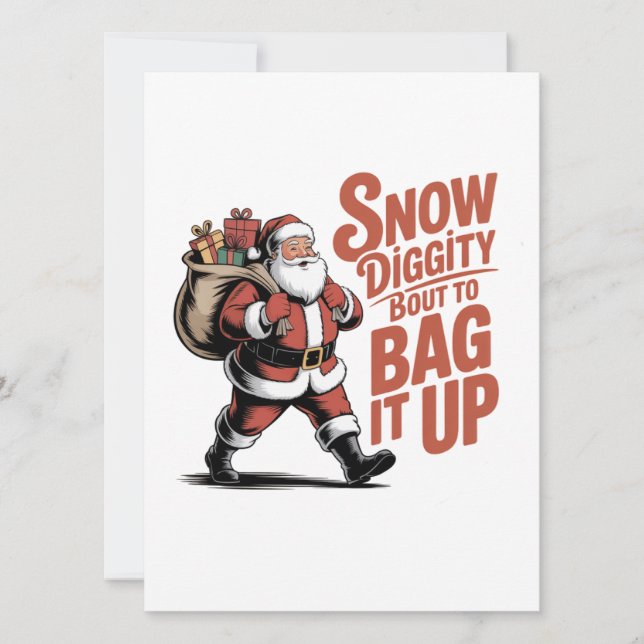 Invitación Navidad divertida Snow Diggity a punto de embolsar (Anverso)