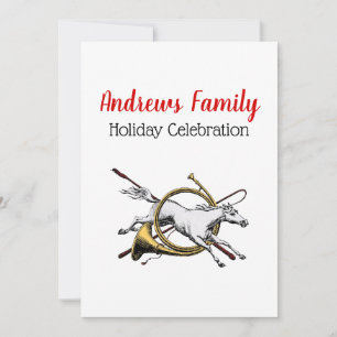 Invitación Navidad Elegante Ecuestre Caballo Saltando a Travé