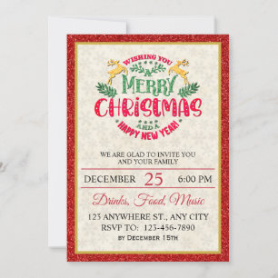 Invitación Navidad elegante y alegre año nuevo