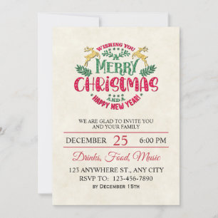 Invitación Navidad elegante y alegre año nuevo