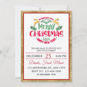 Invitación Navidad elegante y alegre año nuevo