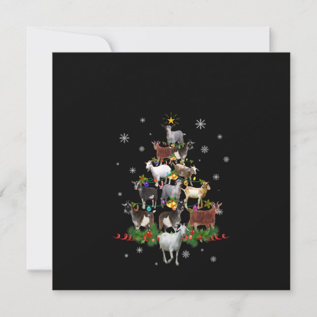 Invitación Navidad en el árbol de la cabra Nochebuena (Anverso)