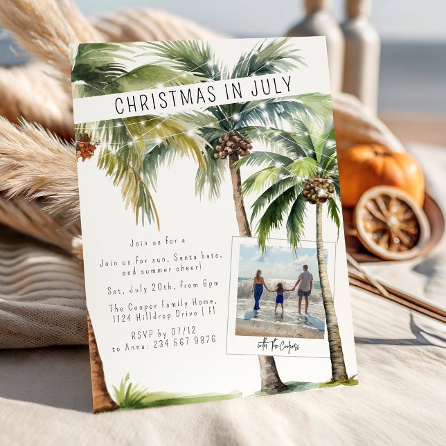 Invitación Navidad en Julio con Palma Tropical (Subido por el creador)