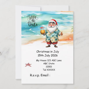 Invitación Navidad en Julio con SANTA CLAUS Guarda la fecha