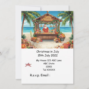Invitación Navidad en Julio con SANTA CLAUS Guarda la fecha 