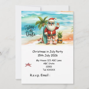 Invitación Navidad en Julio con SANTA CLAUS Guarda la fecha
