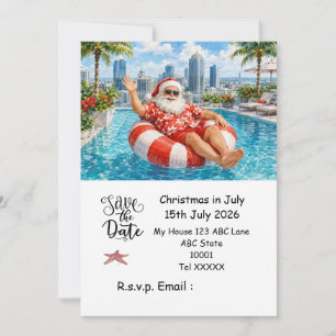 Invitación Navidad en Julio con SANTA CLAUS Guarda la fecha