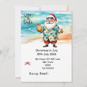 Invitación Navidad en Julio con SANTA CLAUS Guarda la fecha
