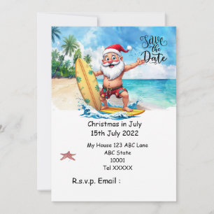 Invitación Navidad en Julio con SANTA CLAUS Guarda la fecha