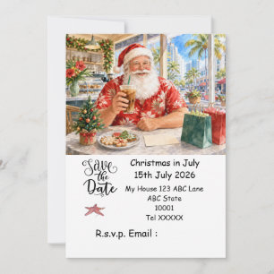Invitación Navidad en Julio con SANTA CLAUS Guarda la fecha