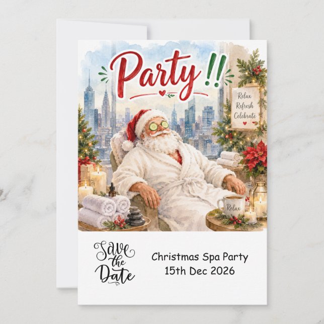Invitación Navidad en Julio con SANTA CLAUS Guarda la fecha (Anverso)