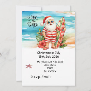 Invitación Navidad en Julio con SANTA CLAUS Guarda la fecha