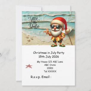 Invitación Navidad en Julio con SANTA CLAUS Guarda la fecha