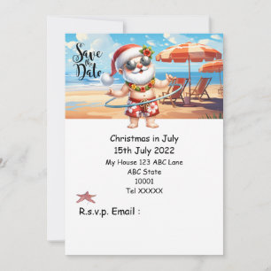 Invitación Navidad en Julio con SANTA CLAUS Guarda la fecha