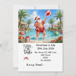 Invitación Navidad en Julio con SANTA CLAUS Guarda la fecha