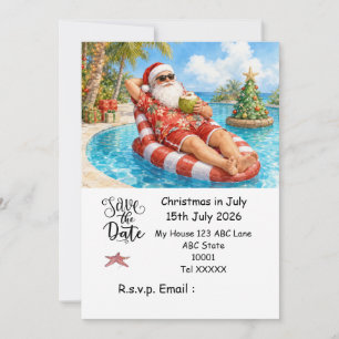Invitación Navidad en Julio con SANTA CLAUS Guarda la fecha