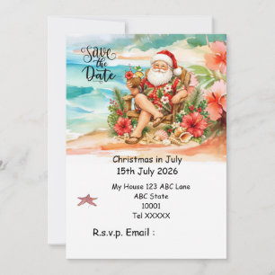 Invitación Navidad en Julio con SANTA CLAUS Guarda la fecha