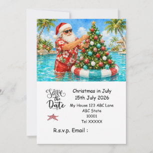 Invitación Navidad en Julio con SANTA CLAUS Guarda la fecha
