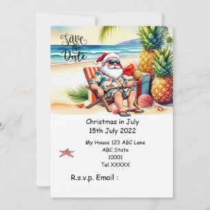 Invitación Navidad en Julio con SANTA CLAUS Guarda la fecha