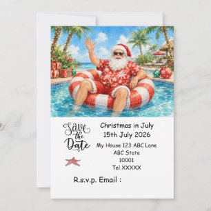 Invitación Navidad en Julio con SANTA CLAUS Guarda la fecha