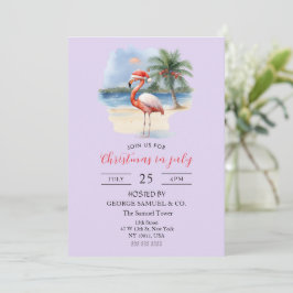 Invitación Navidad en julio Empresa personalizada Flamingo