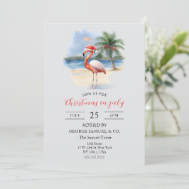 Invitación Navidad en julio Empresa personalizada Flamingo