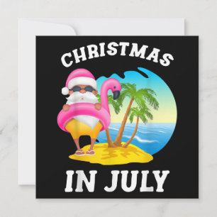 Invitación Navidad En Julio Santa Flamenco Piscina Verano