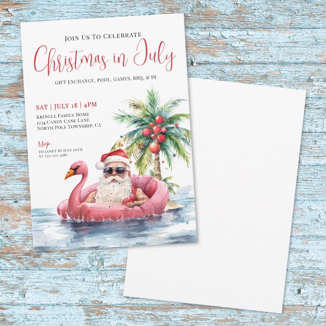 Invitación Navidad en la Playa Tropical en Julio (Tropical Beach Christmas In July Invitation)