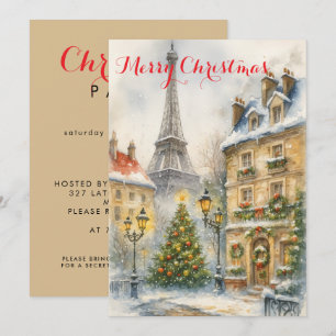 Invitación Navidad en París Torre Eiffel Invierno Personaliza