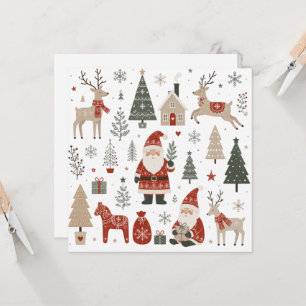 Invitación Navidad escandinava vintage Santa Reno