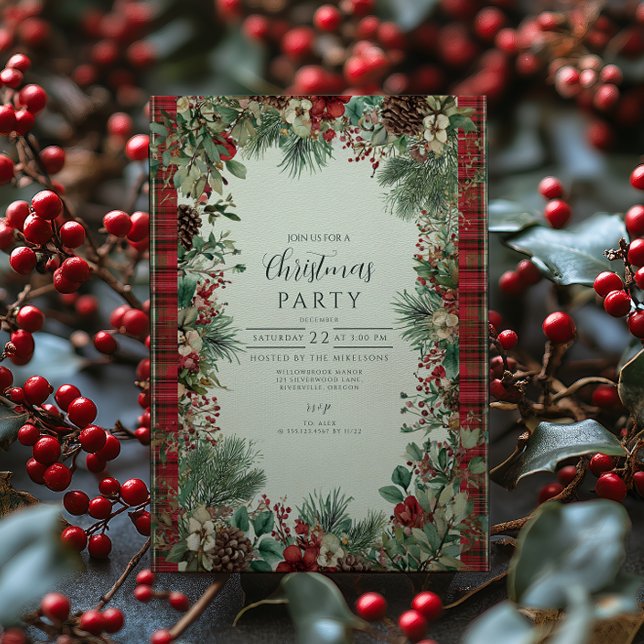 Invitación Navidad Escocesa Vintage (Subido por el creador)