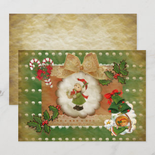 Invitación Navidad  estilo scrapbooking vintag