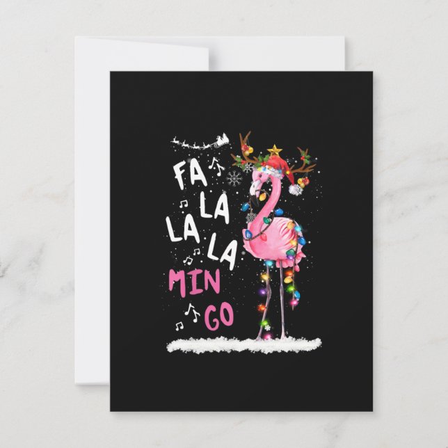 Invitación Navidad - Fa-La-La Mingo Flamingo Con Navidad (Anverso)