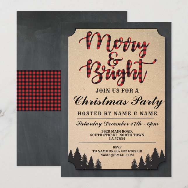Invitación Navidad feliz y brillante del control de los días (Anverso / Reverso)