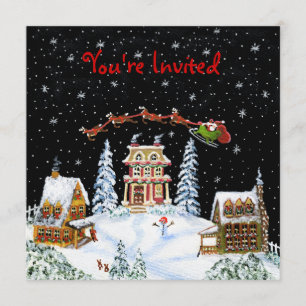 Invitación Navidad, fiesta, invitación, Santa, Claus, muñeco