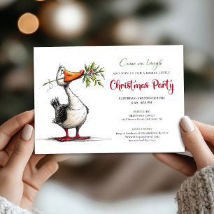 Invitación Navidad Ganso Caprichoso Caricatura Fiesta Diverti