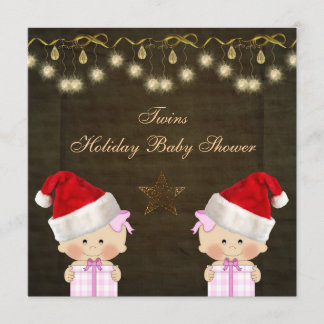 Invitación Navidad gemelo Baby Shower de los chicas