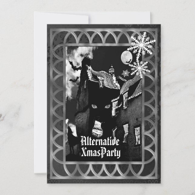 Invitación Navidad gótico alternativo (Anverso)