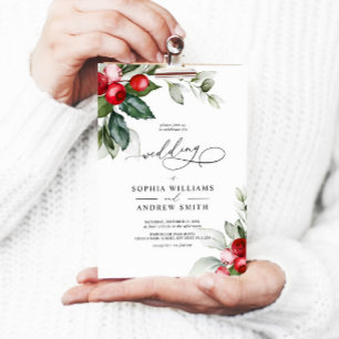 Invitación Navidad Greenery y Boda de las Berries Rojas