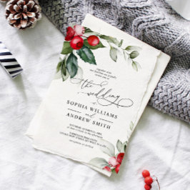 Invitación Navidad Greenery y Boda de las Berries Rojas
