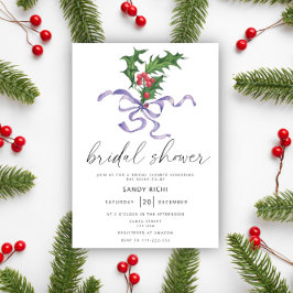 Invitación Navidad holly branch Ducha de novia