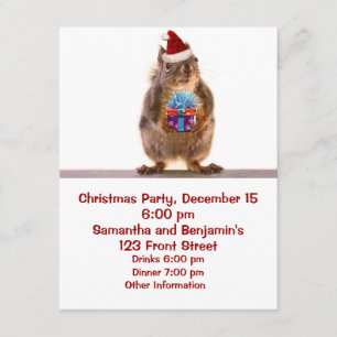 Invitación Navidad lindo ardilla y regalo