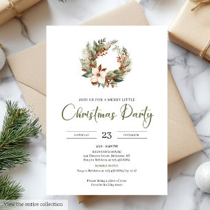 Invitación Navidad marrón claro oliva terroso escandinavo
