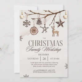 Invitación Navidad marrón crema vintage