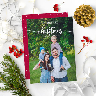 Invitación Navidad más alegre Escritura Blanca Foto Única