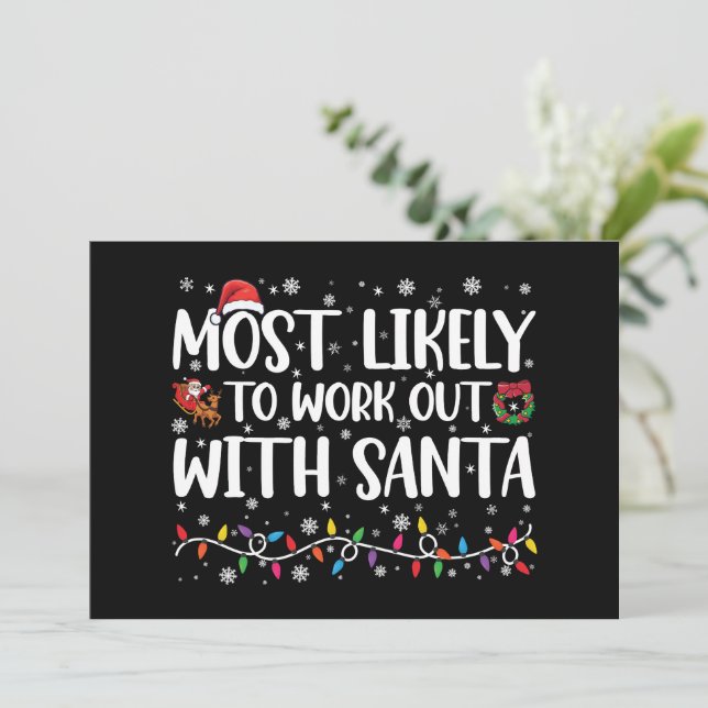 Invitación Navidad Más Probable Trabajar Con Santa Familia (Anverso de pie)